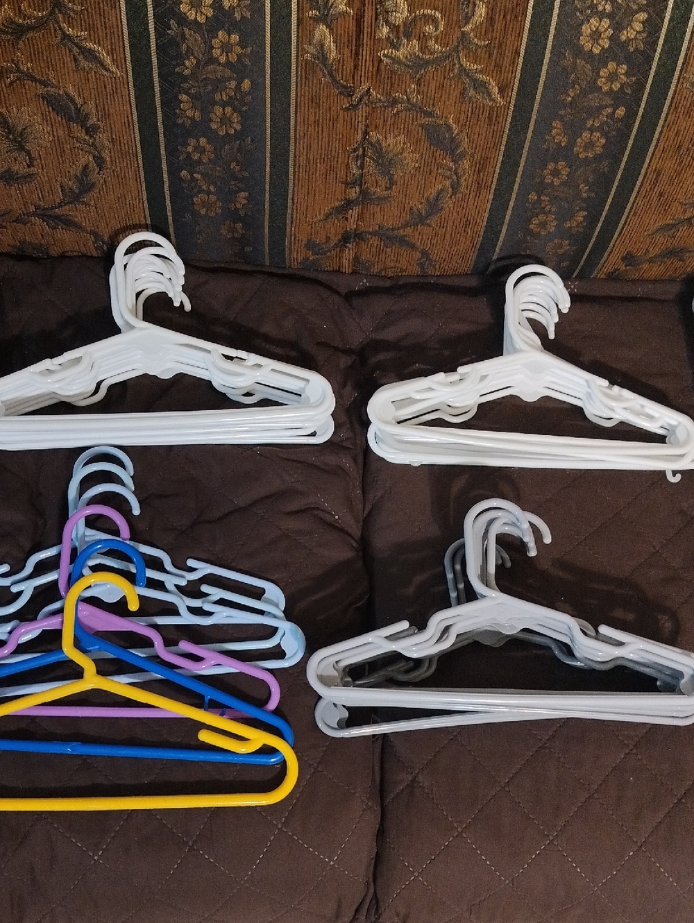 Children's Plastic Clothing Hangers White + Multi Color Large Lot 37 Hangers